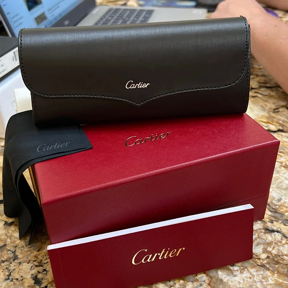 Brand New Authentic Cartier Sunglasses / Eyeglasses Hard Case Box Cloth booklet Authentic Cartier Glasses Packaging Set Large Box Case Cloth  main image 4